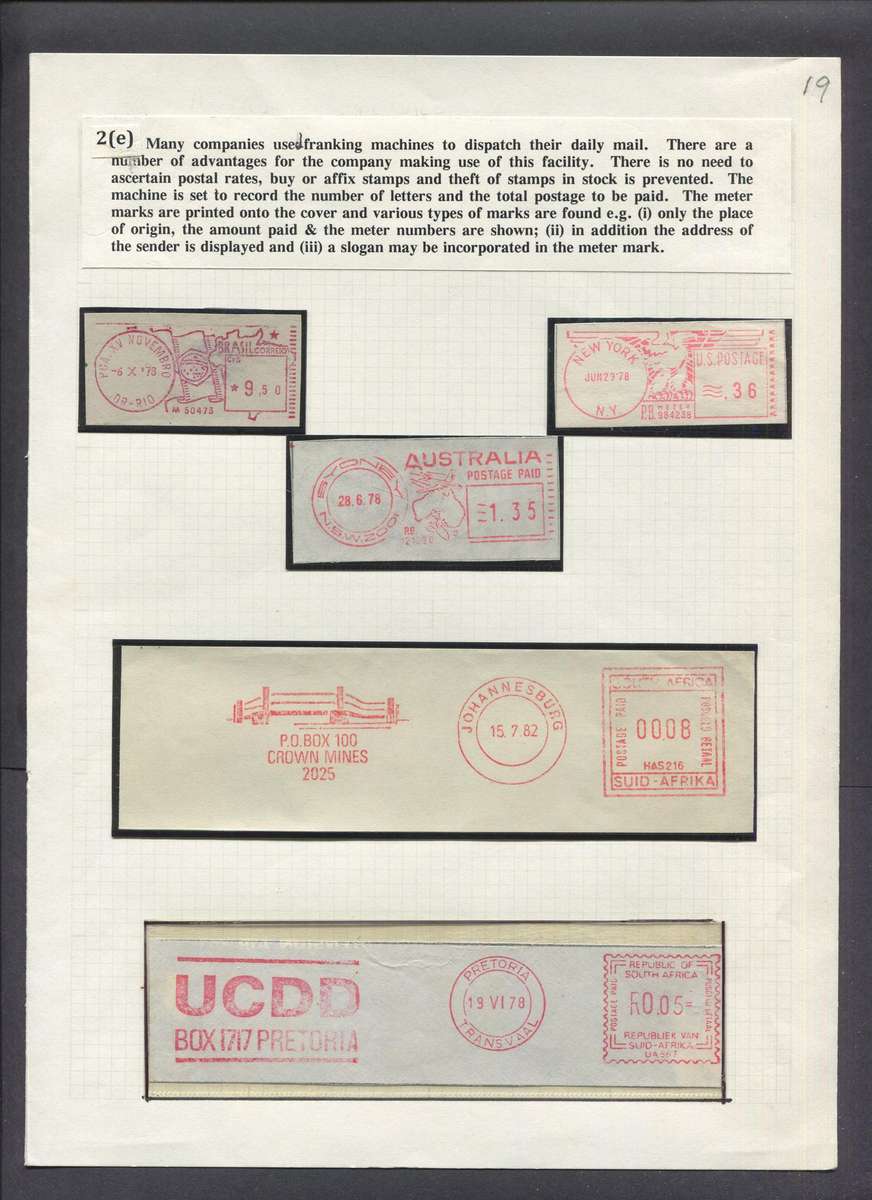 Meter Mail - 5 Cut outs - Mounted On Album Page