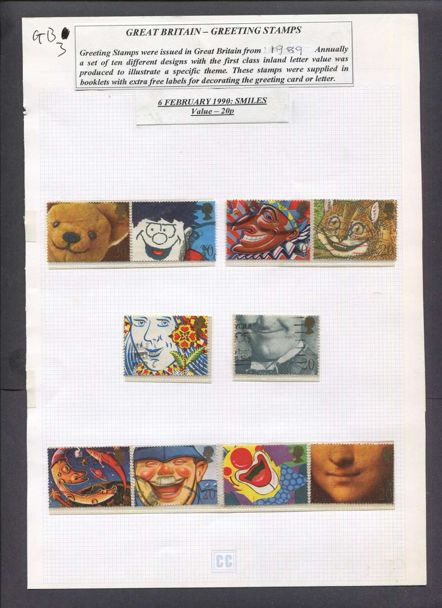 Great Britain - 10 Stamps Mounted On Album Page - Used