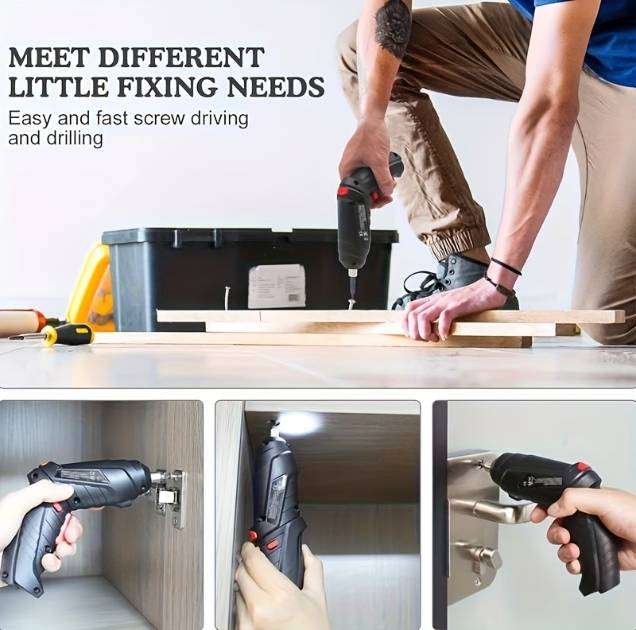 Heavy Duty 47pc Rechargeable Electric Cordless Screwdriver Set with Storage Case