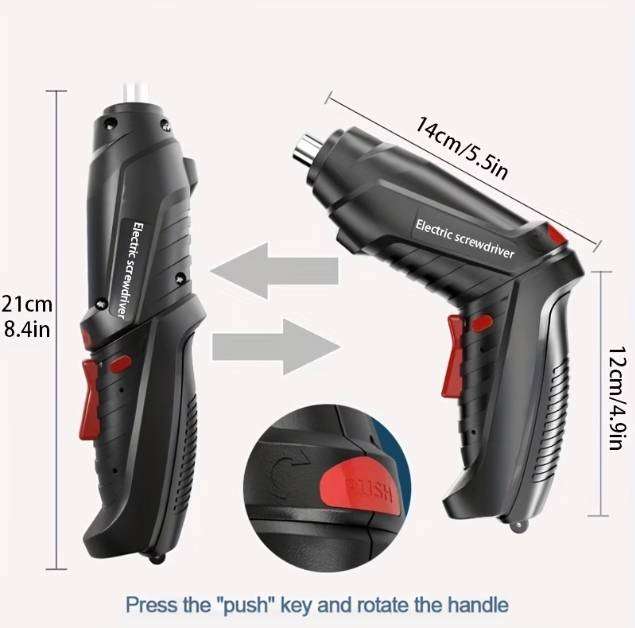 Heavy Duty 47pc Rechargeable Electric Cordless Screwdriver Set with Storage Case
