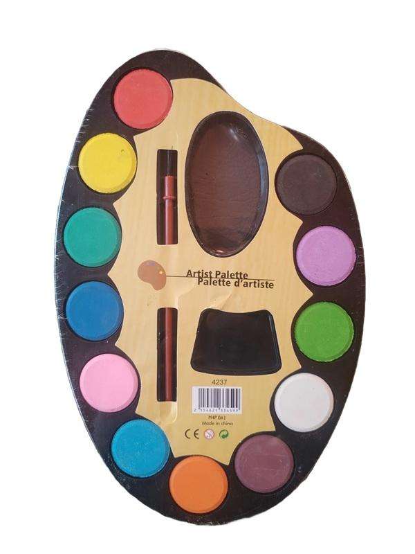 Vibrant Watercolor Artistic Paint Palette Set - Contains 12 Different Vibrant Colors