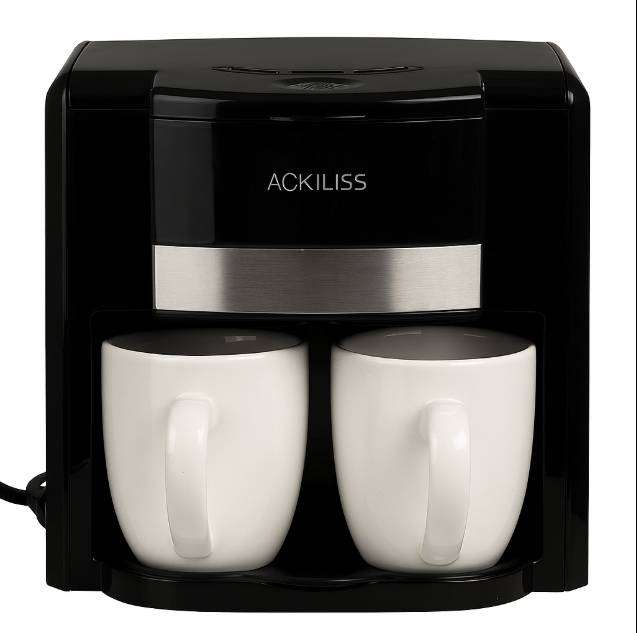 Powerful & Compact ACKILISS 2 Cup Coffee Maker