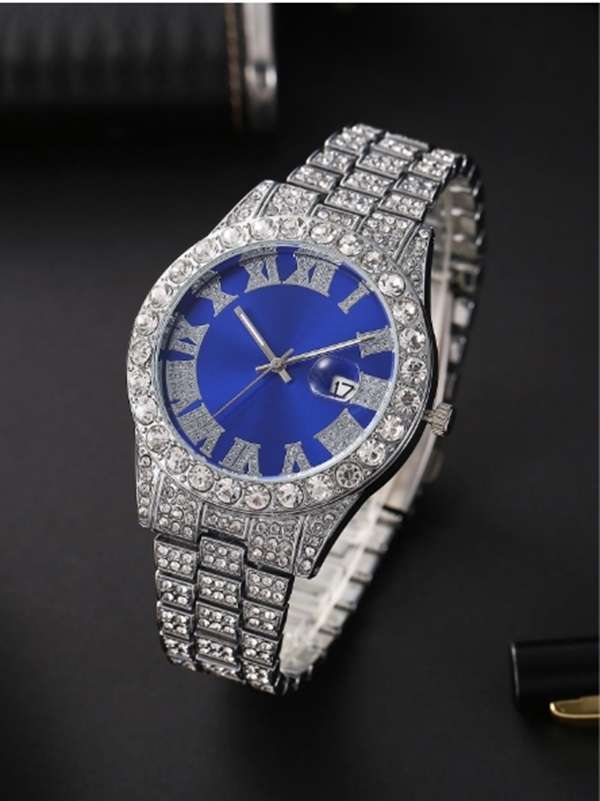 Mens Stunning Fully Iced Out Blinged up Diamante Encrusted Luxury Watch