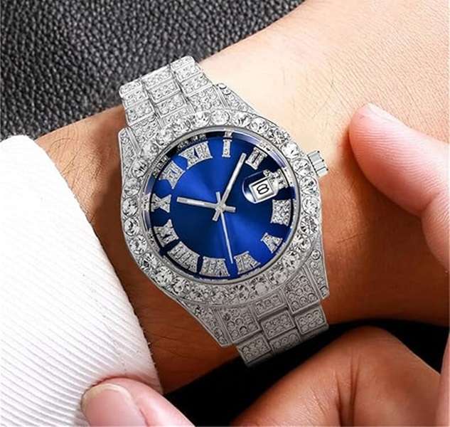 Mens Stunning Fully Iced Out Blinged up Diamante Encrusted Luxury Watch