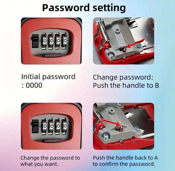 Portable & Quality Storage or Key Protect Four Digit Cypher Lock Box