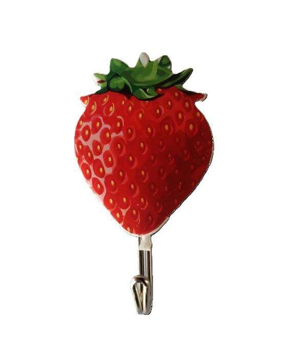HEAVY DUTY 4PC SUPER CUTE & VERSATILE STRAWBERRY SHAPED MULTIPURPOSE WALL HOOKS