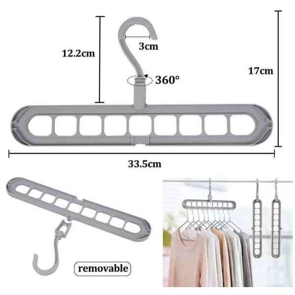 9 Hole Rotating Multifunctional Magic Hanger Cupboard Organiser