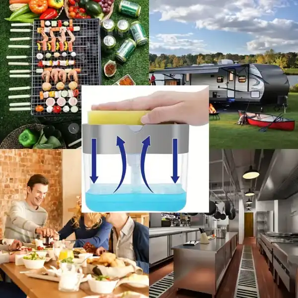 Brilliant & Convenient Countertop Kitchen Soap Dispenser with Sponge Holder & free Sponge