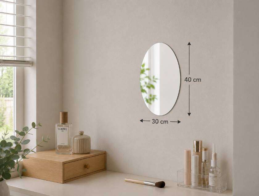 FANTASTIC OVAL SHAPED SELF ADHESIVE ACRYLIC FLEXIBLE WALL MIRROR STICKER