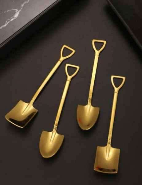 4Pcs Stunning Golden Stainless Steel Shovel Spoons