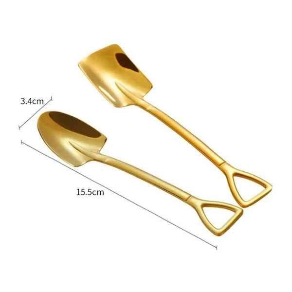 4Pcs Stunning Golden Stainless Steel Shovel Spoons