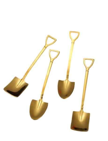 4Pcs Stunning Golden Stainless Steel Shovel Spoons