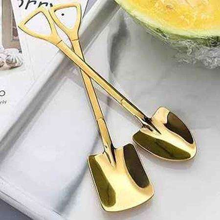 4Pcs Stunning Golden Stainless Steel Shovel Spoons