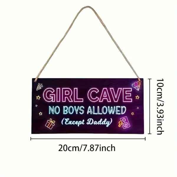 Super Cute "Girl Cave No Boys Allowed" Wooden Door Sign