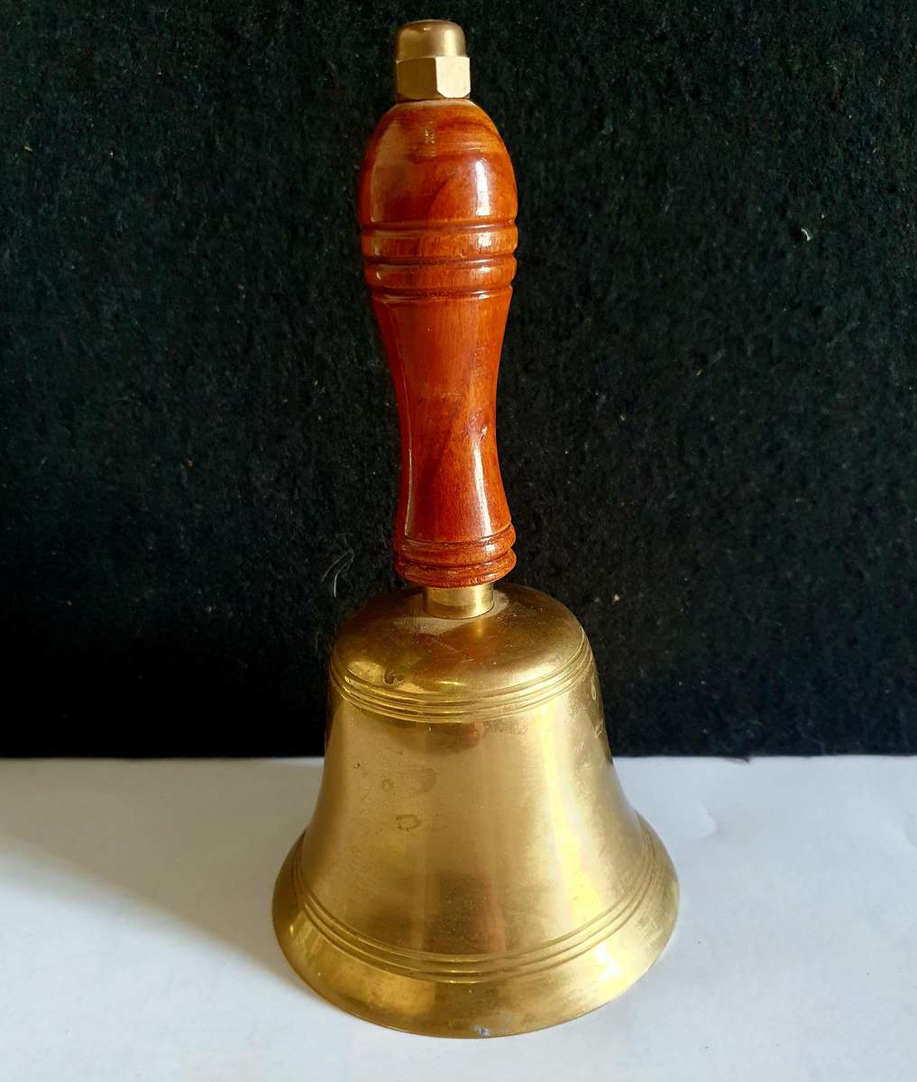 Antique Huge brass school bell.   (120 + ITEMS ON THIS AUC !)