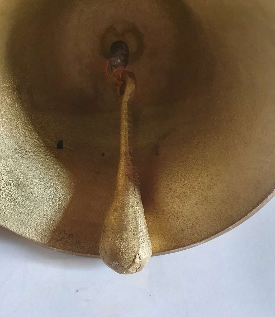 Antique Huge brass school bell.   (120 + ITEMS ON THIS AUC !)