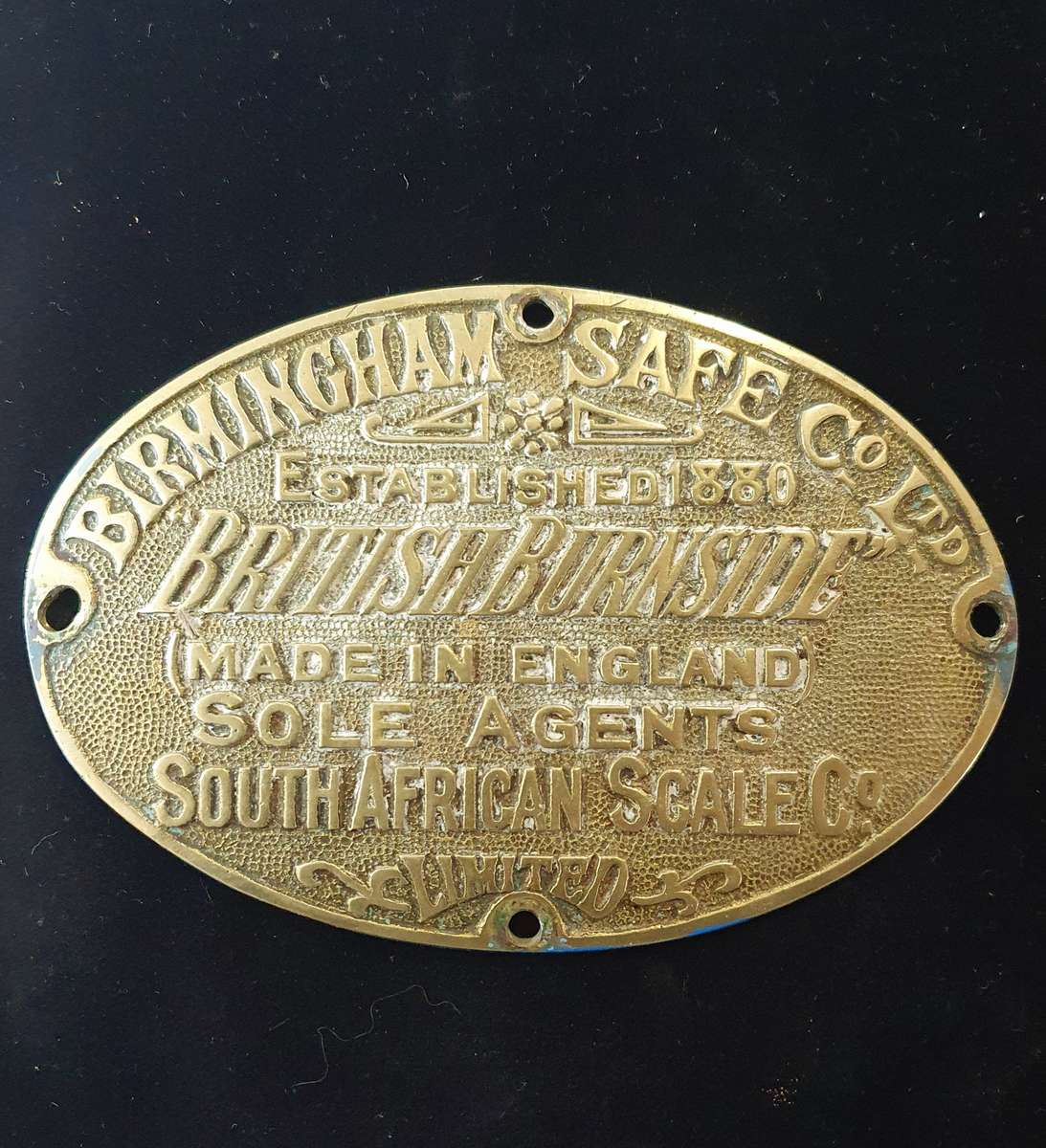 ANTIQUE 1880s BIG BIRMINGHAM SAFE CO. DOOR PLATE. SOLID CASTED BRASS.