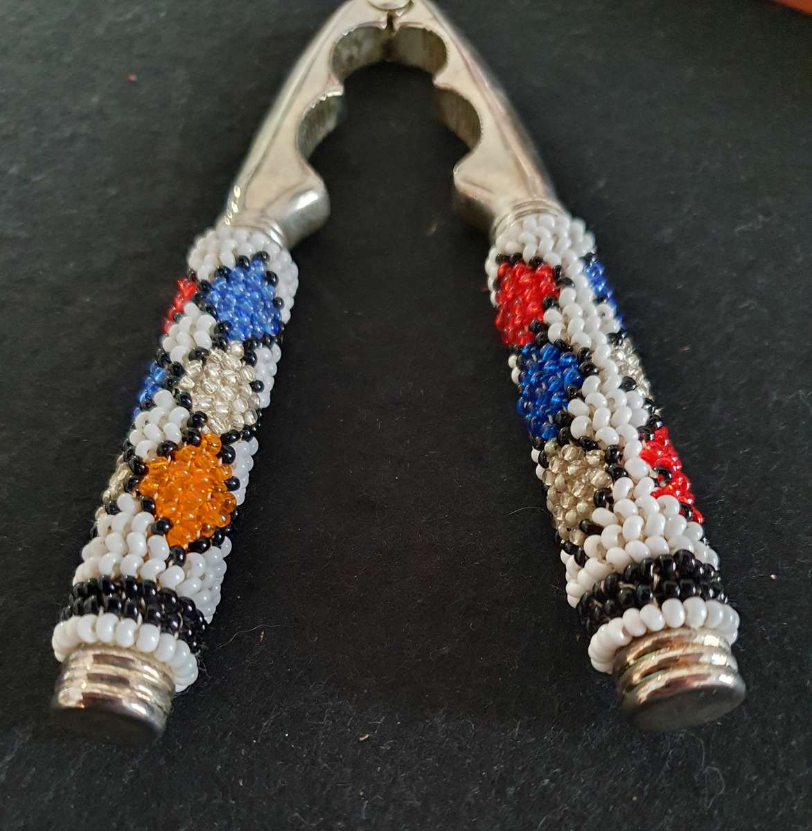 VINTAGE BEADED NUTCRACKER. IN THE BOX !! STUNNING DETAIL.