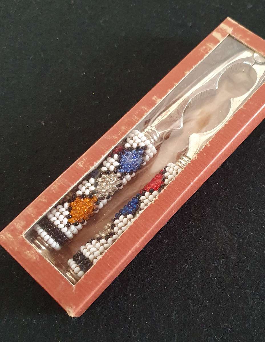 VINTAGE BEADED NUTCRACKER. IN THE BOX !! STUNNING DETAIL.