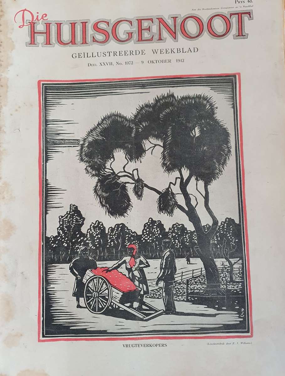 9 OKTOBER 1942.  DIE HUISGENOOT. VRUGTEVERKOPERS.  BIG FORMAT .28CM W X 38CM L.