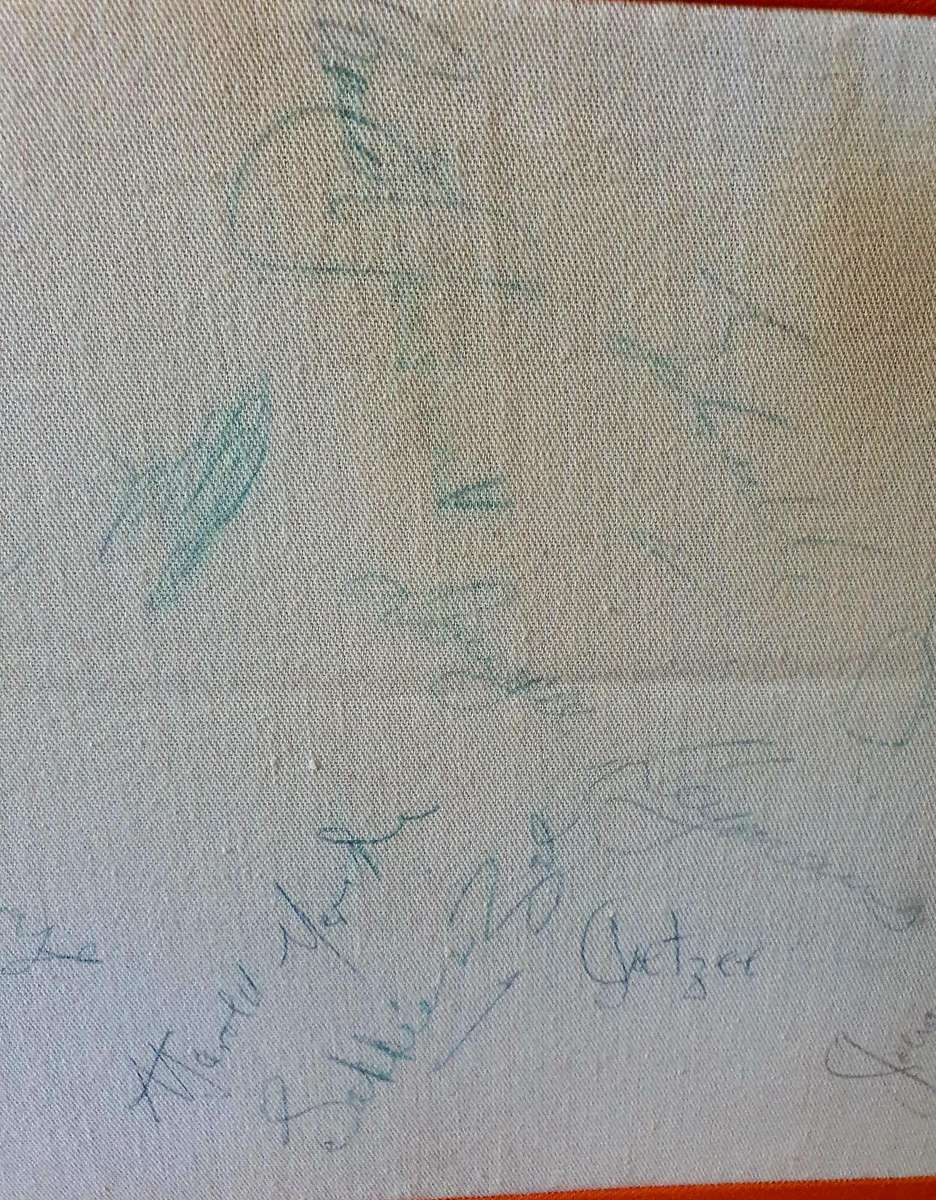 OLD HUGE OVS-OFS RUGBY FLAG WITH FAMOUS PLAYERS SIGNATURES. SEE DESCRIPTION AND PHOTOS !!