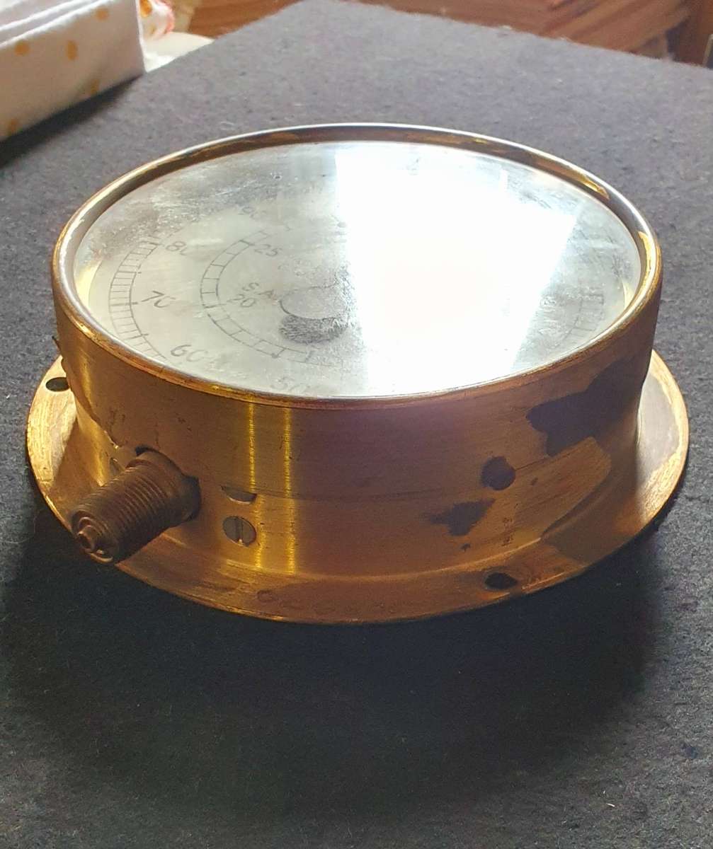 VINTAGE SAR/SAS HUGE BRASS LOCOMOTIVE VACUUM/ PRESURE GAUGE. TOMEY BIRMINGHAM.