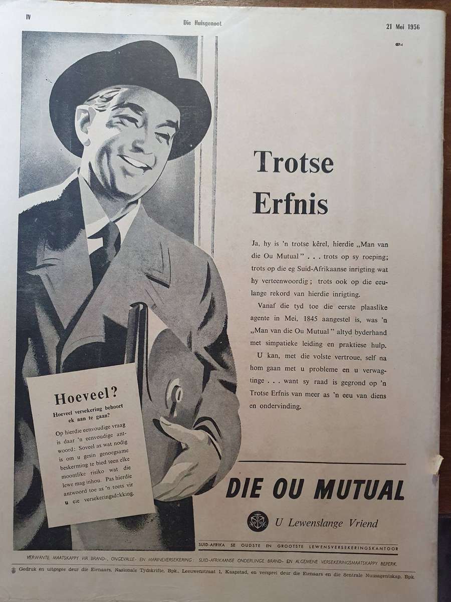 21 MEI. 1956.  DIE HUISGENOOT. BIG FORMAT 28CM W X 35CM L.