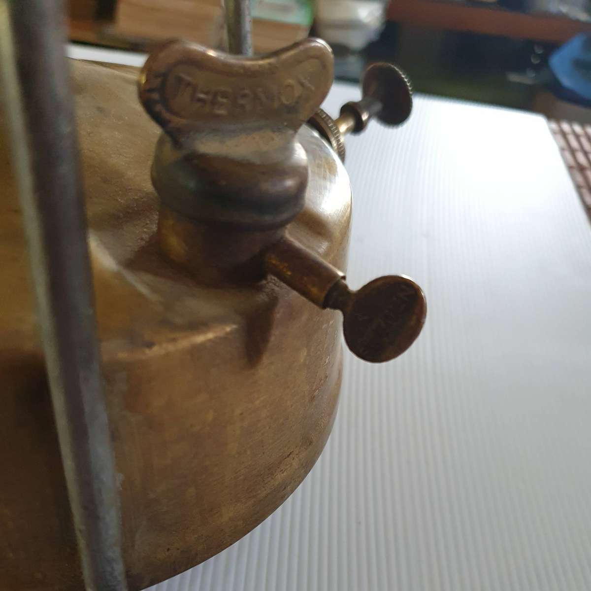 ANTIQUE BRASS HIPPO PARRAFIN STOVE.