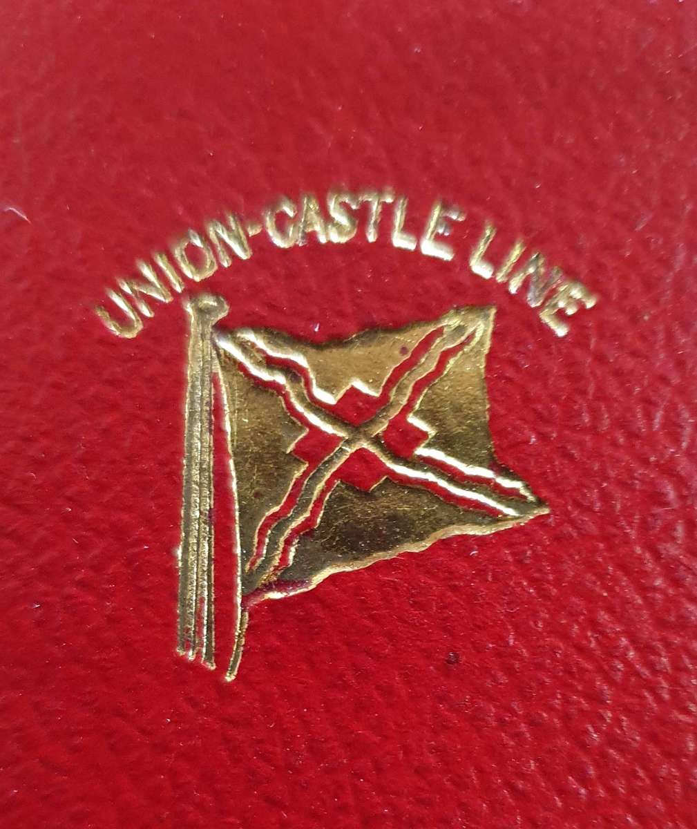 1900 UNION CASTLE LINE " CAPE MAIL EXPRESS" PASSENGER INFORMATION BOOK AND TICKET AND CARD HOLDER.