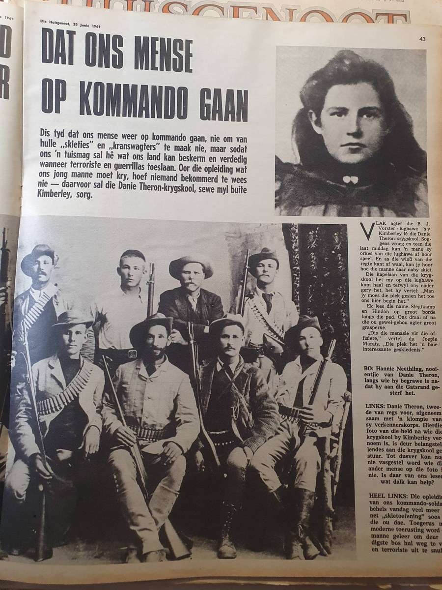 20 JUN. 1969. KOMANDOS REG VIR TERRORISTE.  DIE HUISGENOOT. COLLECTORS EDD.