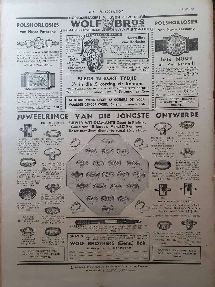 6 JUNIE 1941 . DIE HUISGENOOT. COLLECTORS EDD. BIG FORMAT 28CM W X 35CM L.