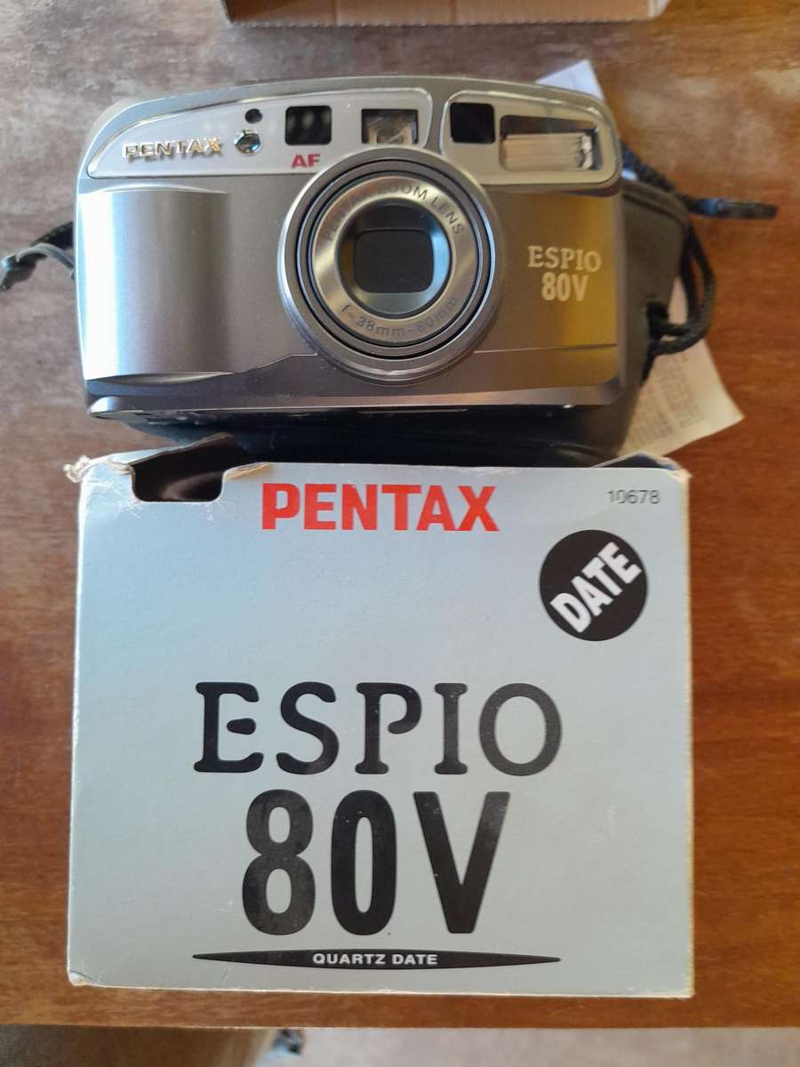 Pentax Espio 80V Compact Autofocus 35mm Film Camera in original box and operational manual