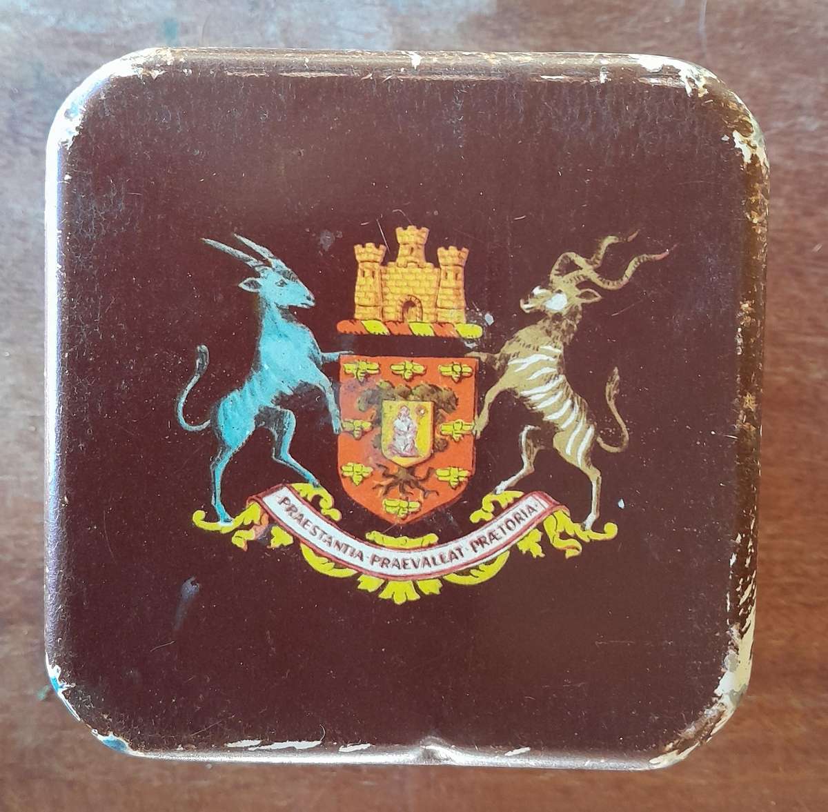 VINTAGE PRETORIA CENTENARY 1855-1955 EEUFEES COMMEMORATIVE TEA/COFFEE TIN (VOORTREKKER MONUMENT)