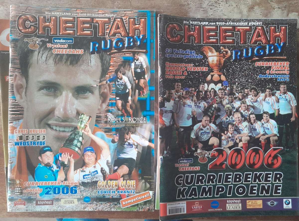 Collection of Cheetah Rugby Magazines x 6  and 24 x Game Programs, Curry Cup and Super 2013 - 2015