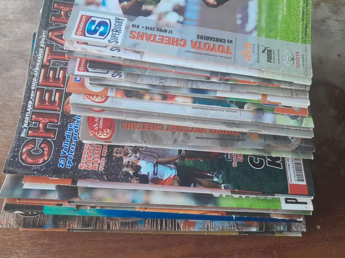 Collection of Cheetah Rugby Magazines x 6  and 24 x Game Programs, Curry Cup and Super 2013 - 2015