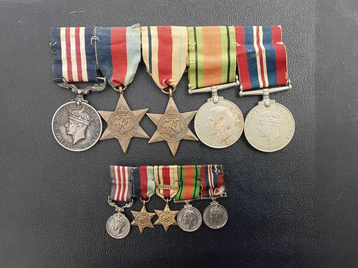 Full & miniature set WWII medals with BRAVERY IN THE FIELD MEDAL ISSUED TO L CPL HF HEWSON 8th Army