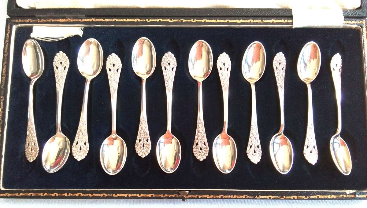 12 pc  Norwegian -  830  Silver  -  Spoon  Set