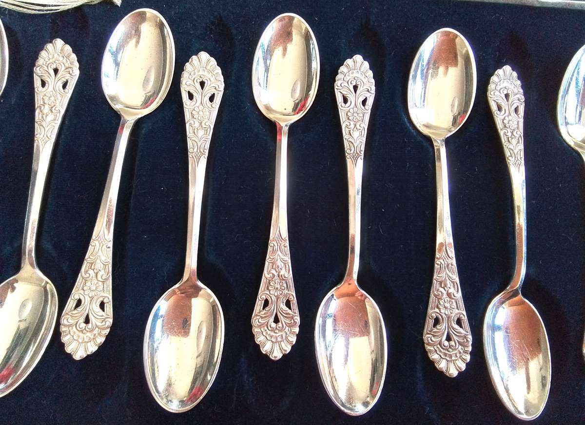 12 pc  Norwegian -  830  Silver  -  Spoon  Set