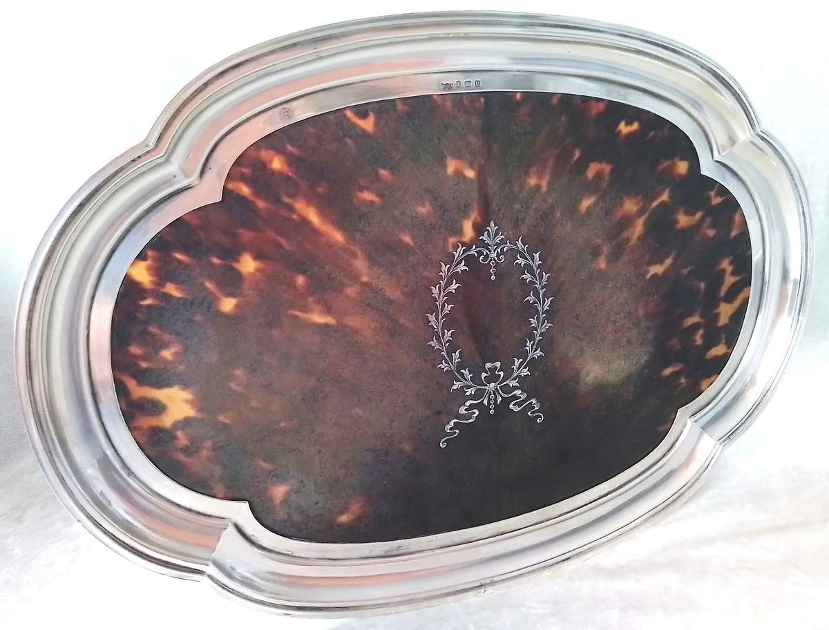 Birmingham  1919  -  Silver  and  Tortoise  Shell  Oval  Tray