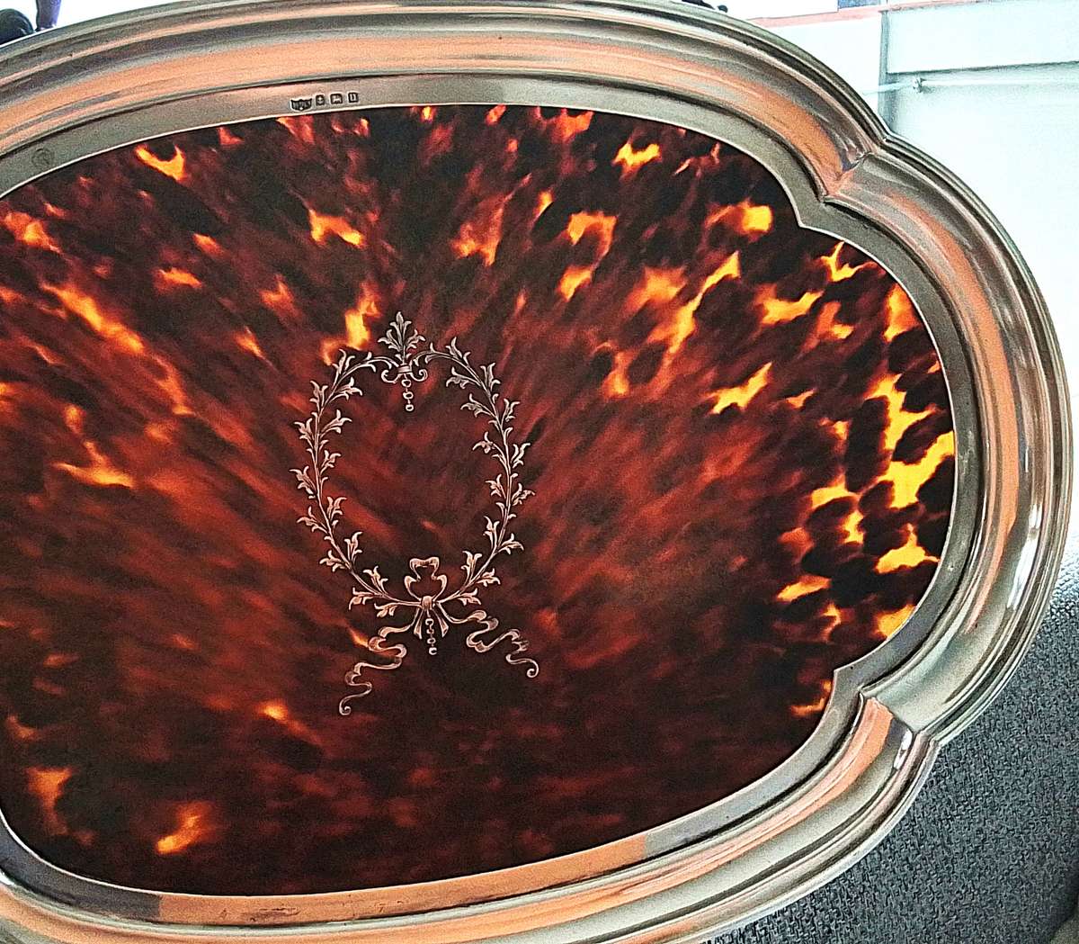 Birmingham  1919  -  Silver  and  Tortoise  Shell  Oval  Tray