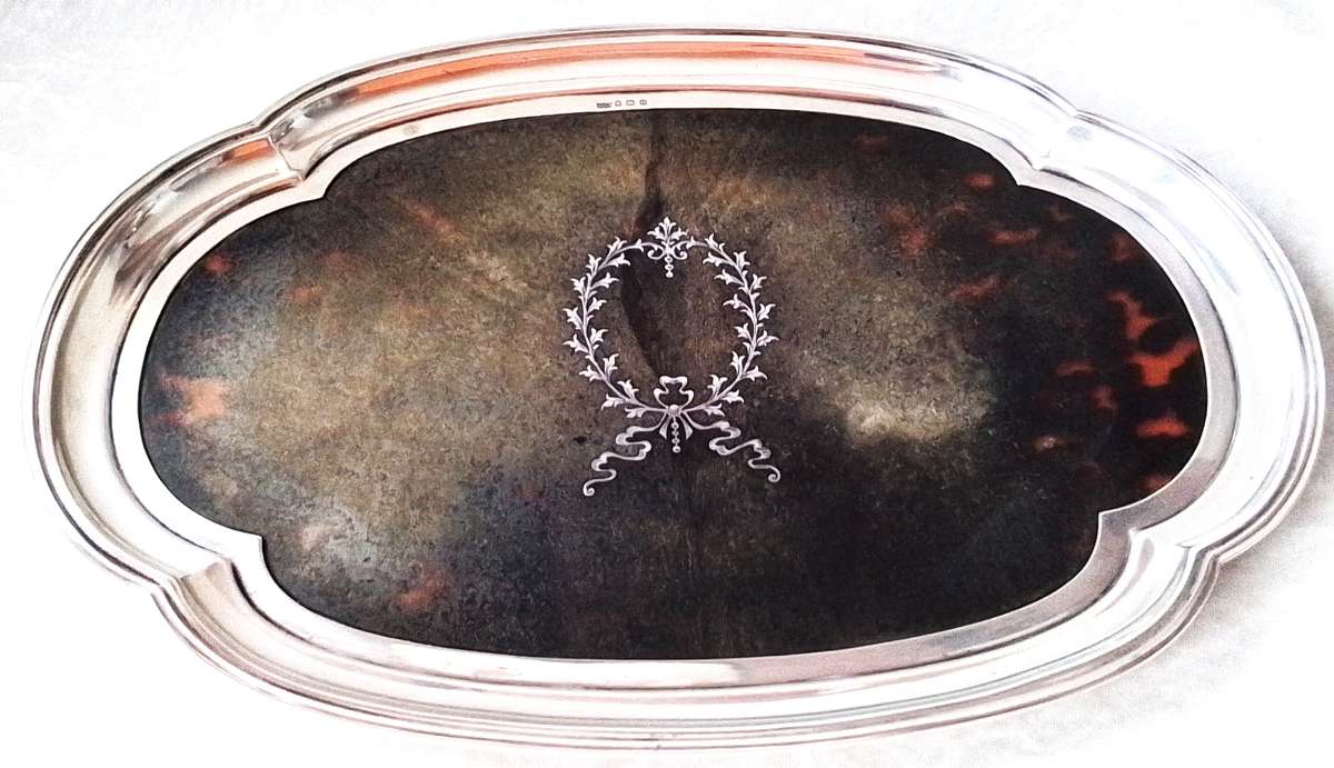 Birmingham  1919  -  Silver  and  Tortoise  Shell  Oval  Tray