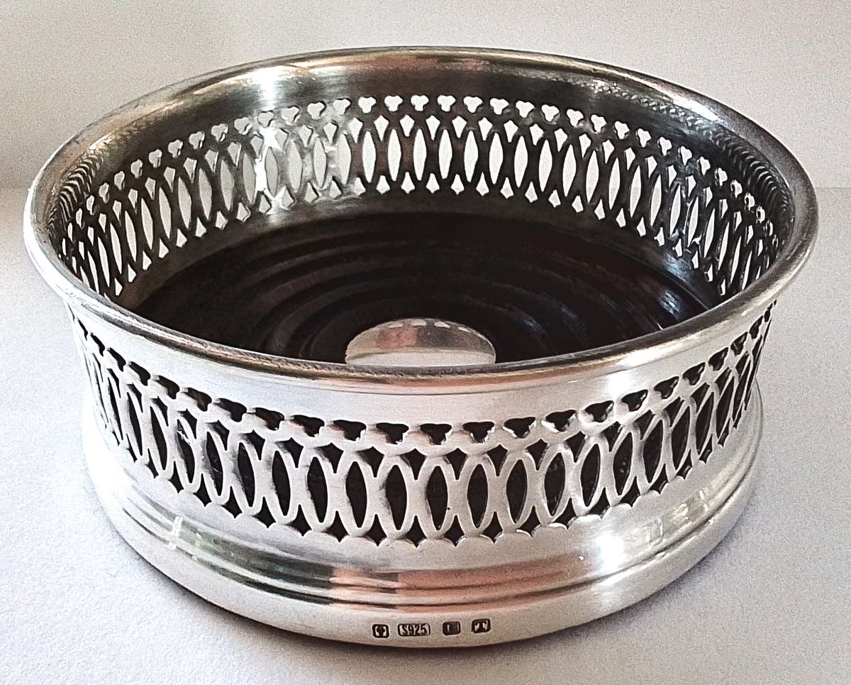 Sterling  Silver  Pierced  Bottle  Coaster