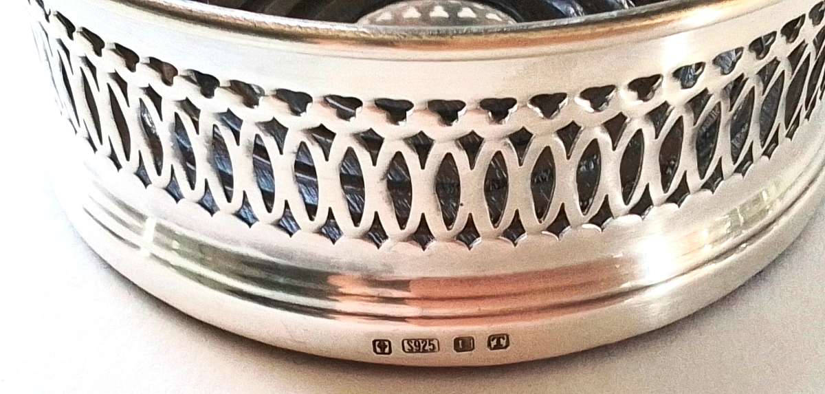 Sterling  Silver  Pierced  Bottle  Coaster