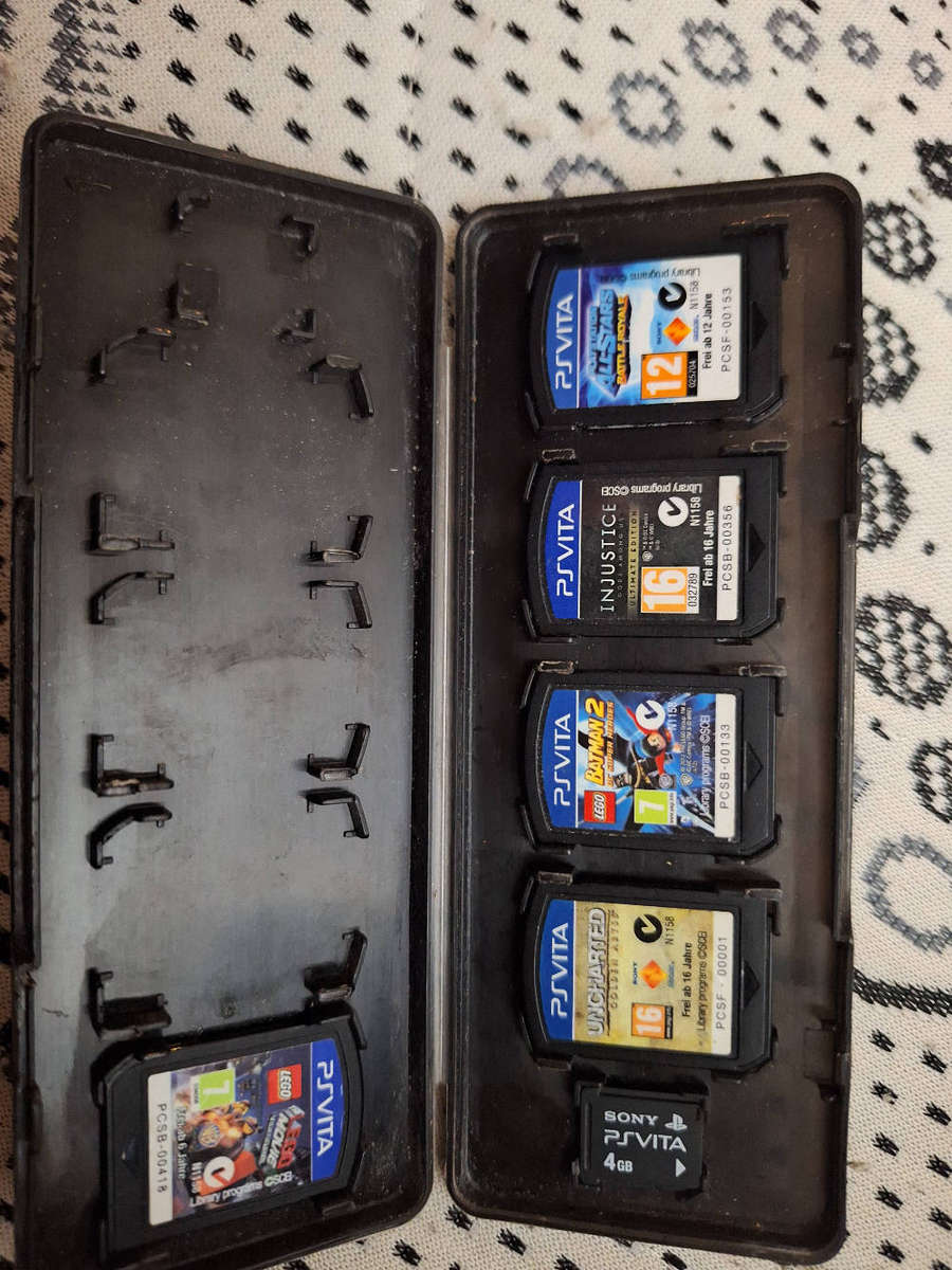 5 PlayStation PS Vita Games + Memory Card + Cartridge Case Bundle