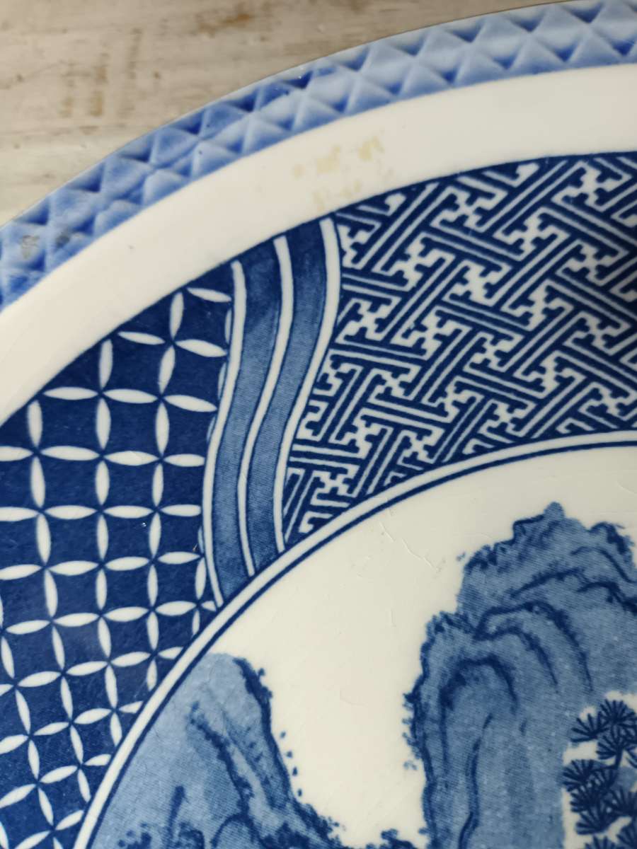 Large Yamaguchi Imperial Imari Blue and white Plate