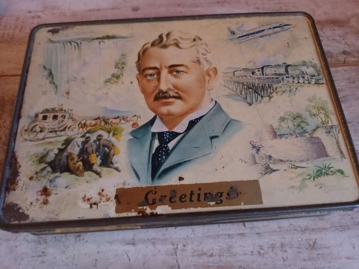 Vintage Cecil John Rhodes 'Greetings' Tin