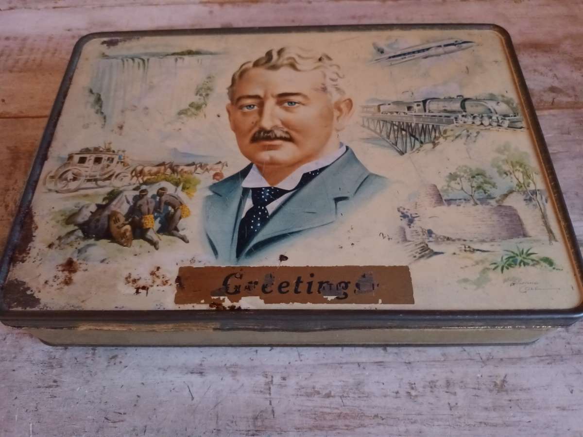 Vintage Cecil John Rhodes 'Greetings' Tin