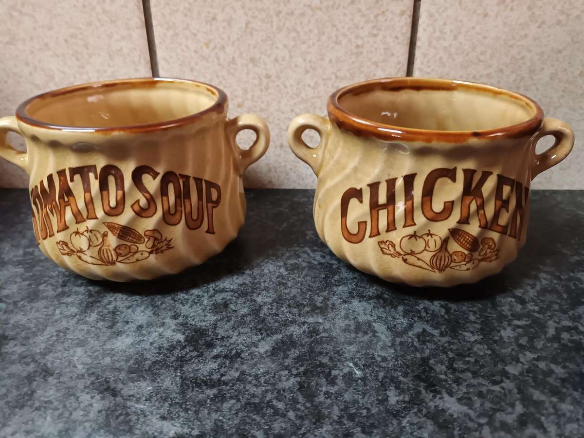 Two Vintage Soup Mugs - Made in Japan