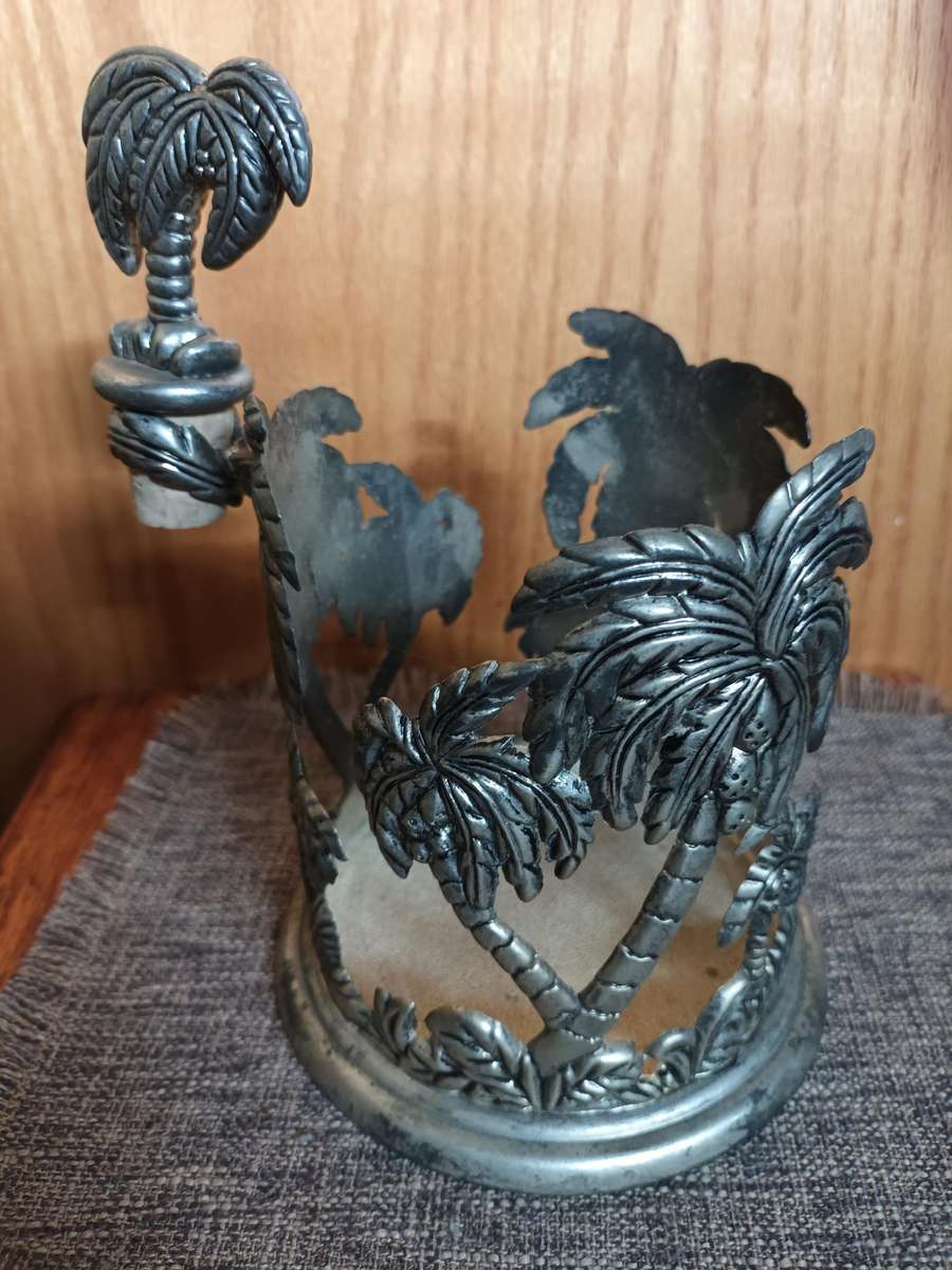 Old Metal Palm Tree Inspired Bottle Holder