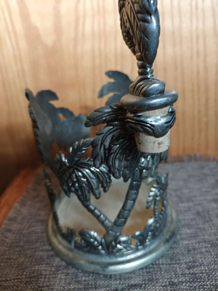 Old Metal Palm Tree Inspired Bottle Holder